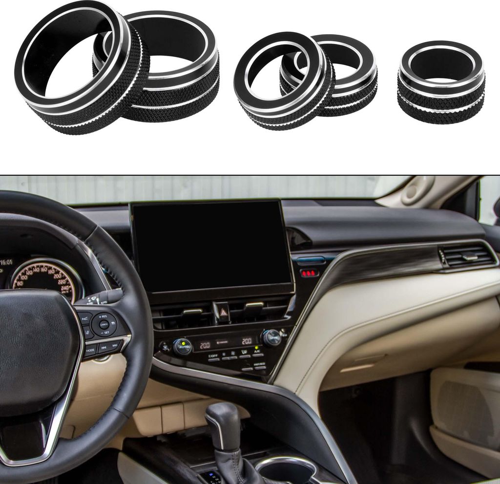 AC Media Radio Volume Tune Mirror Control Switch Knob Cover Ring für Toyota Camry 21-23 / Innenraum-Aufkleber / Stilvolles Aluminiumlegierung / 5 ...