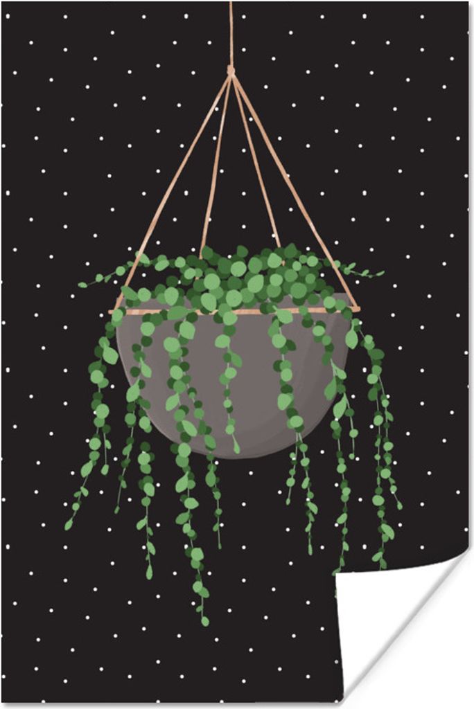 MuchoWow Poster Pflanzen - Hängepflanze - Blumentopf 40x60 cm - Plakate für die Wand - Poster Babyzimmer