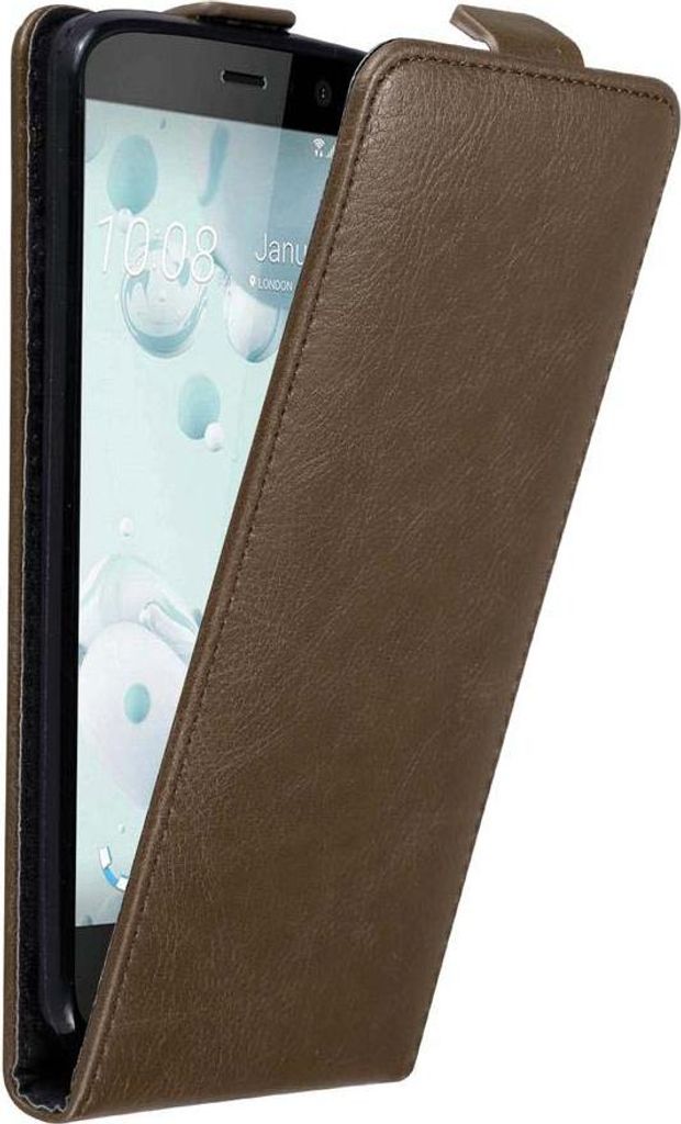 Cadorabo Hülle für HTC U PLAY Schutz Hülle in Braun Flip Etui Handyhülle Case Cover