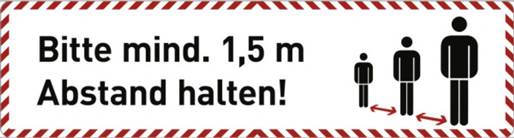 Dreifke Fußbodenaufkleber Bitte mind. 1,5 m...,Folie m. Acrylatkleber,rutsch...