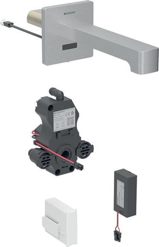 Geberit Brenta Waschtischarmatur, Ausladung 220mm, ohne Mischer, Batteriebetrieb, für UP-Funktionsbox, 116.293.SN.1