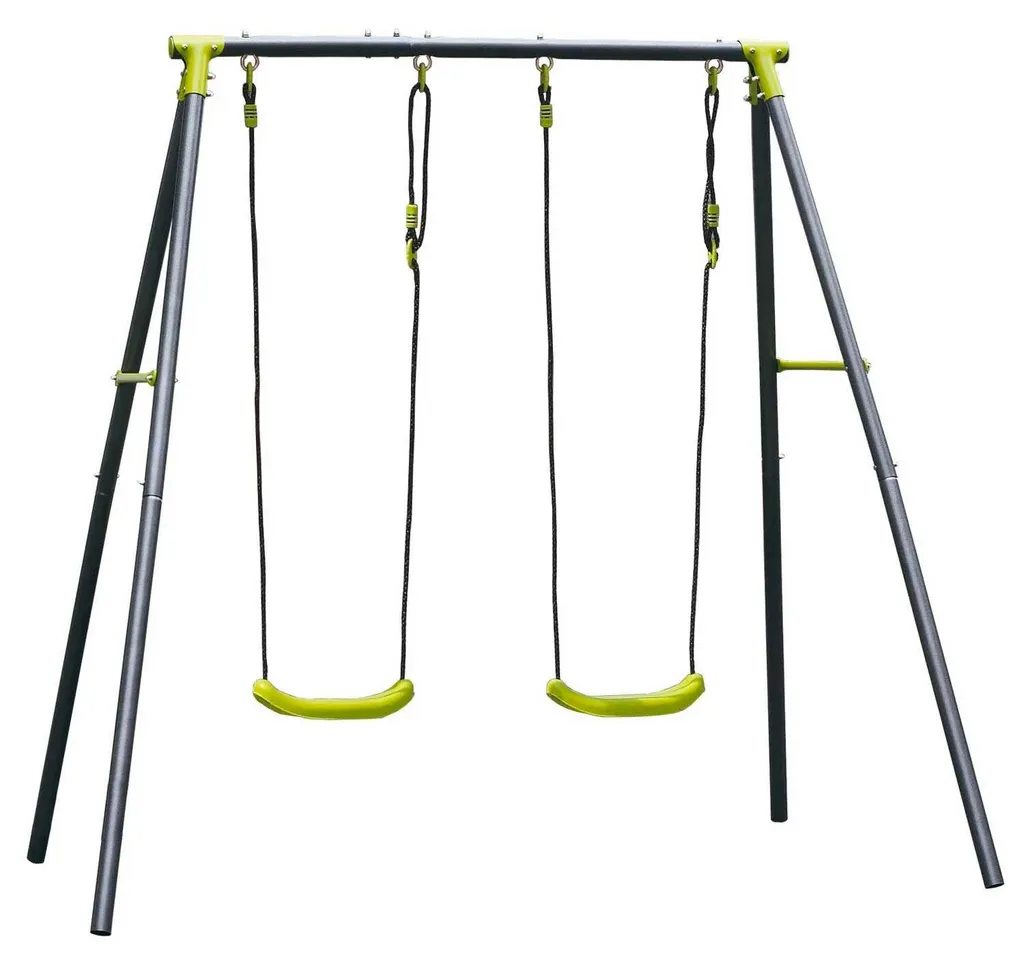 Balançoire de Jardin 2 Places en Acier Renforcé pour Enfants 3-12 Ans