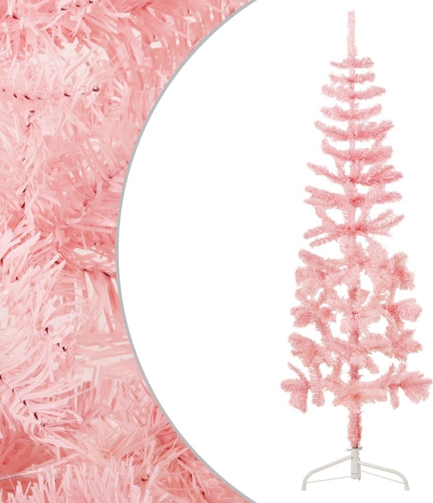 Künstlicher Halb-Weihnachtsbaum mit Ständer Schlank Rosa 180 cm