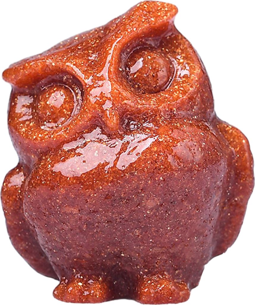 Eulenskulptur, realistisch aussehende, schöne, handgeschnitzte und polierte Eulenstatue aus Kunstkristall, Figur für den Schreibtisch