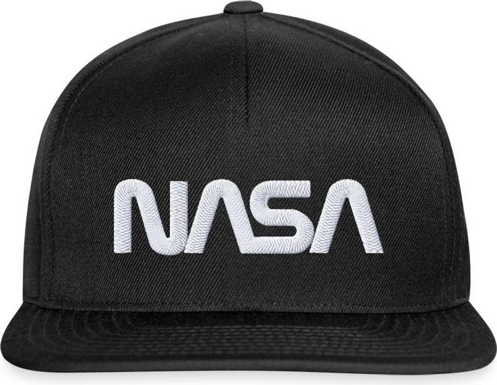 Spreadshirt Nasa Logo Weiß Stick Snapback Cap, One size, Schwarz/Schwarz