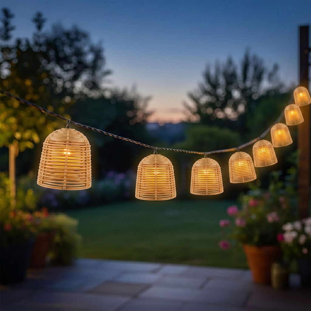 Ghirlanda luminosa a LED con pannello solare, 10 lanterne Immagine del prodotto 