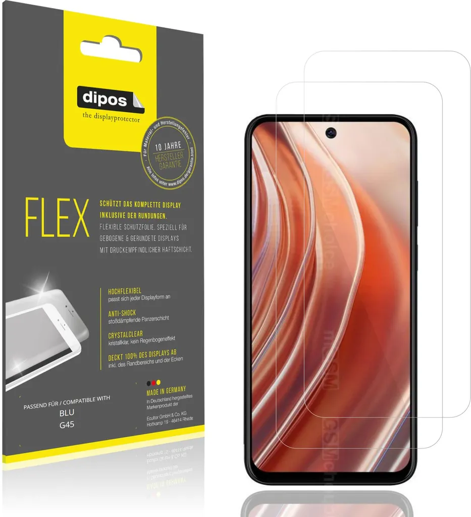 2x Pellicola Protettiva BLU G45 dipos Flex | Copertura 100% Display