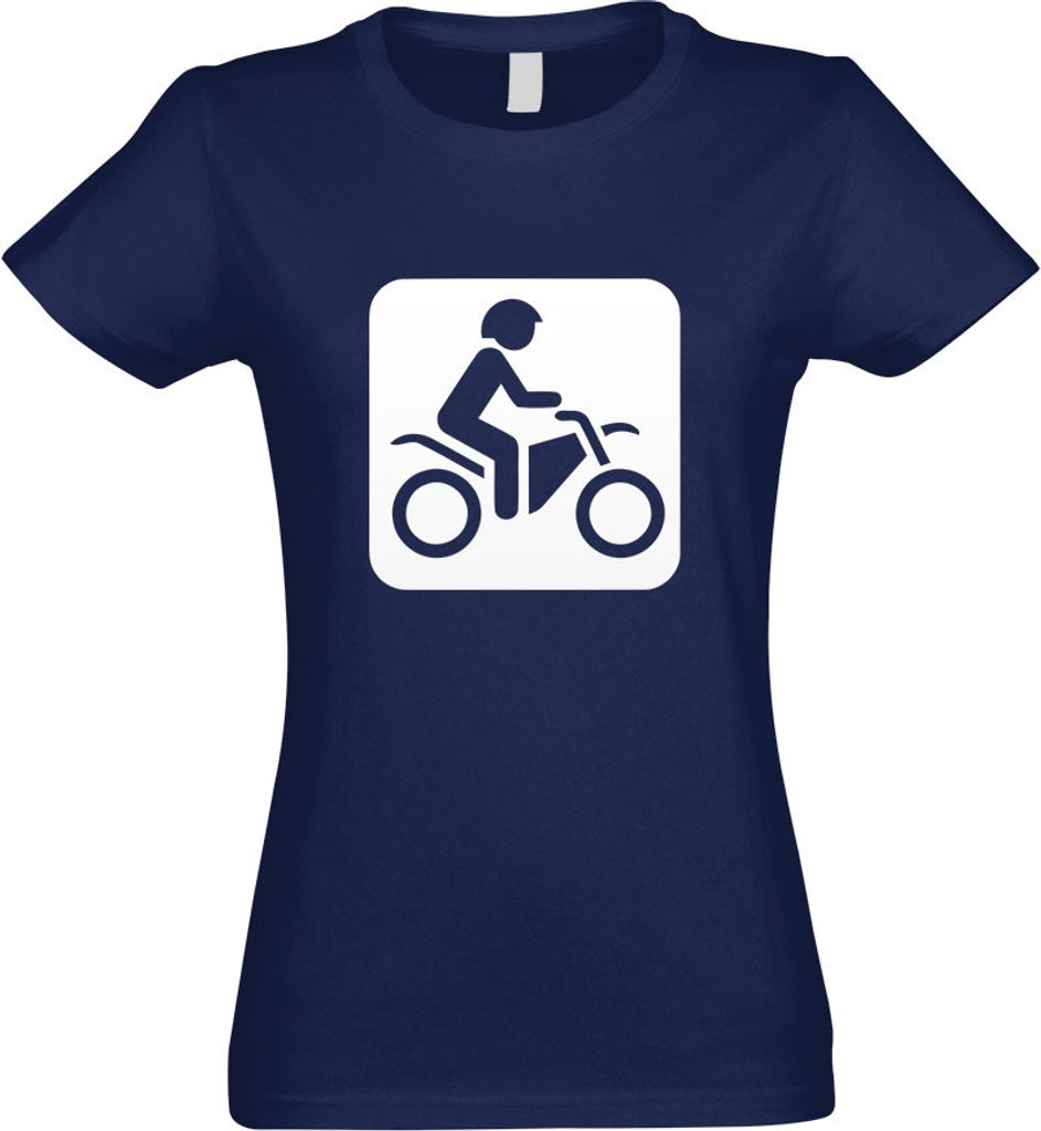 Kiwistar - T-Shirt tailliert - Damen - Navy - Motorrad Roller Biker Piktogramme - mit Motiv Bedruckt - Funshirt Design - Sport - Freizeit - Damen - XL