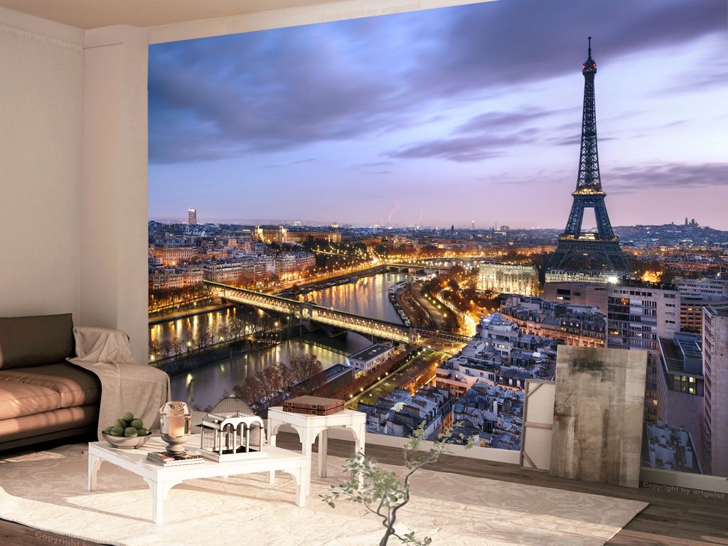 Vlies Fototapete Paris 400x280 cm Tapeten Wandtapete XXL Stadt Eiffelturm d-B-0207-a-b