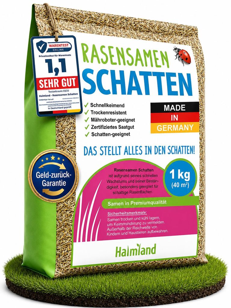 halmland Premium Schattenrasen Rasensamen schnellkeimend  1 Produktbild 