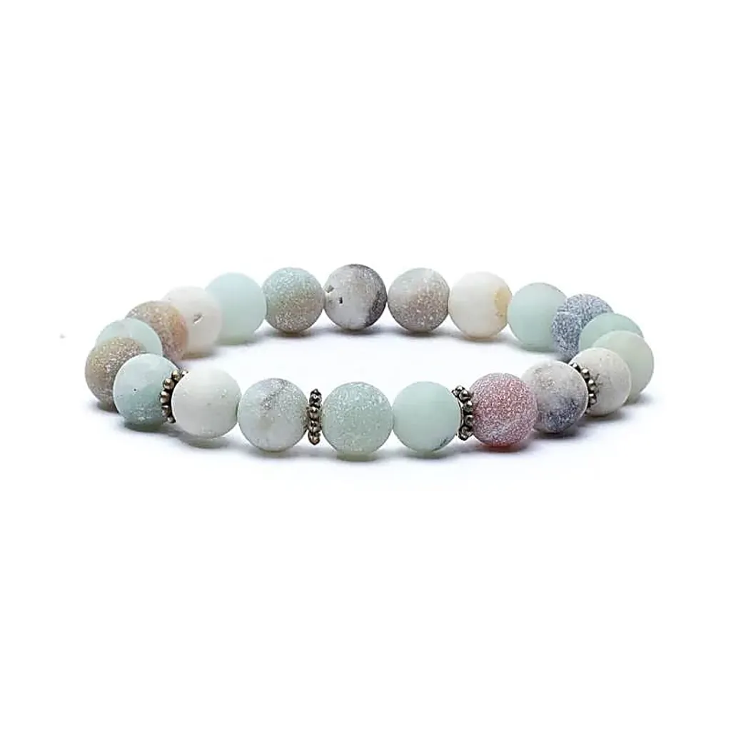 Bracelet Mala Amazonite Perles 0,8 cm Elastique Résistant Lot de 3