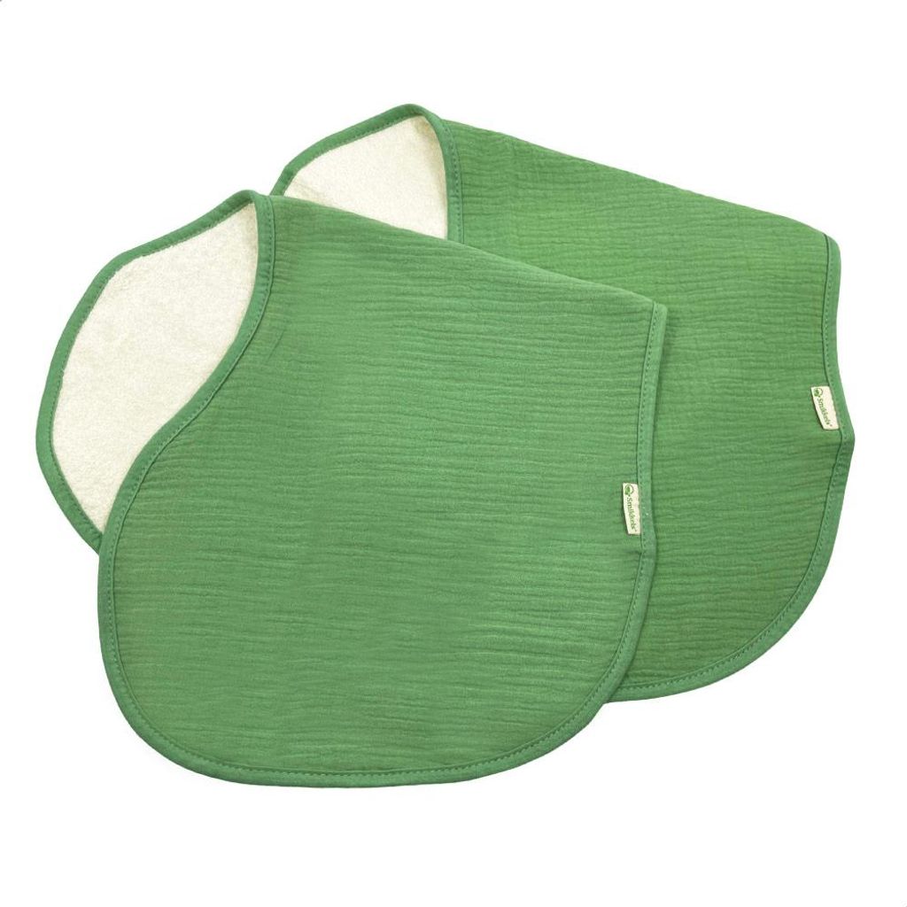 Smikkels Baby Schultertuch Musselin Baumwolle Set grün - Spucktuch