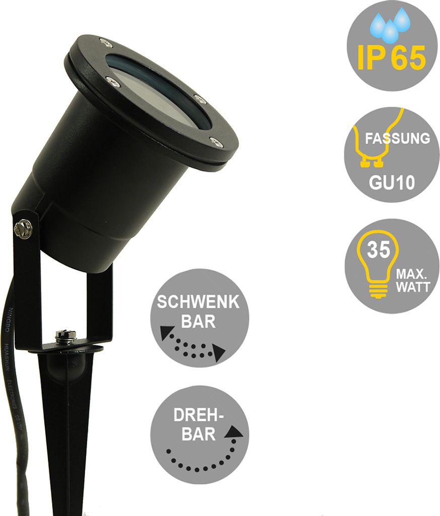 Außen-Garten-Strahler JAMIE mit Erdspieß IP65 Strahler GU10 Produktbild 