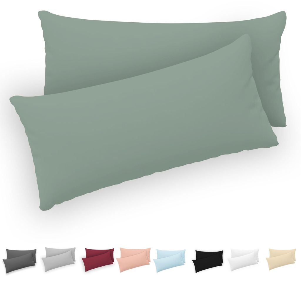 Kissenbezug 40x80 (2er-Set) – 100 % Jersey-Baumwolle, 150 g/m² – Grün – Für Kissenbezüge der Größe 40x80 cm – Kissenbezug – Kissenb...