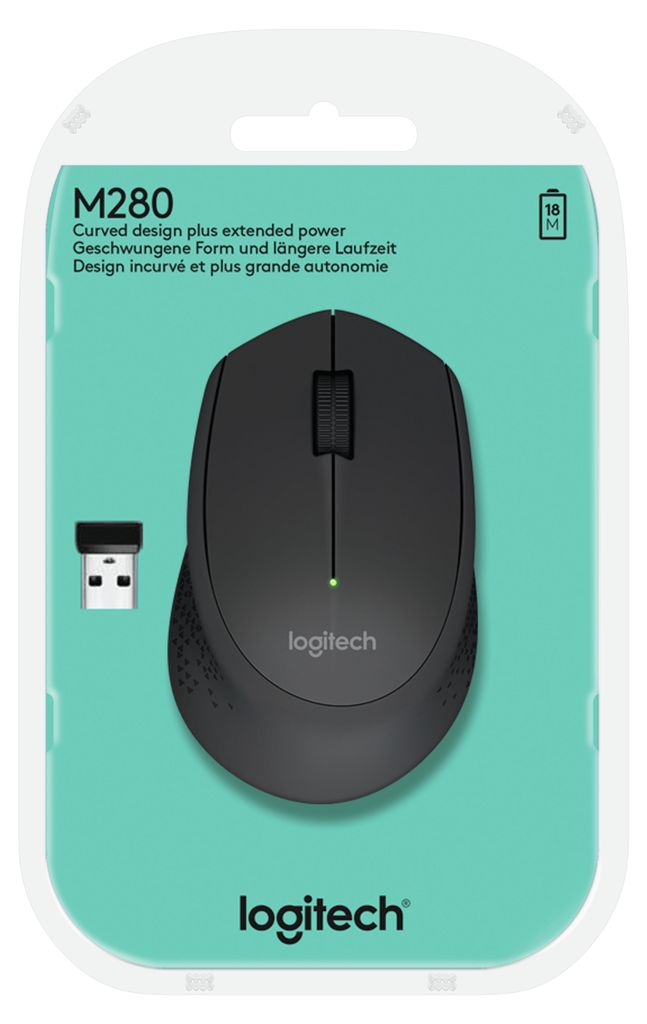 Logitech Wireless Mouse M280 black retail Produktbild 