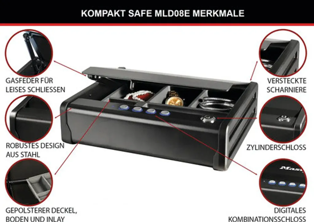 Coffre de sécurité MasterLock MLD08E autonome à code digital noir