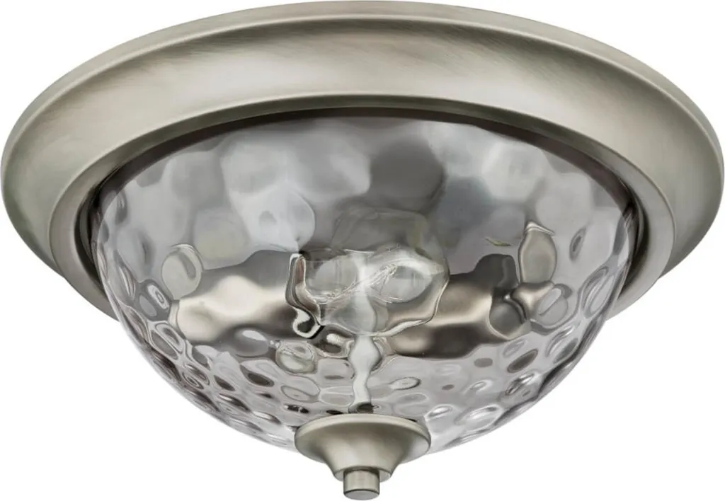 Plafonnier en verre martelé et étain Basset - Éclairage 2 sources