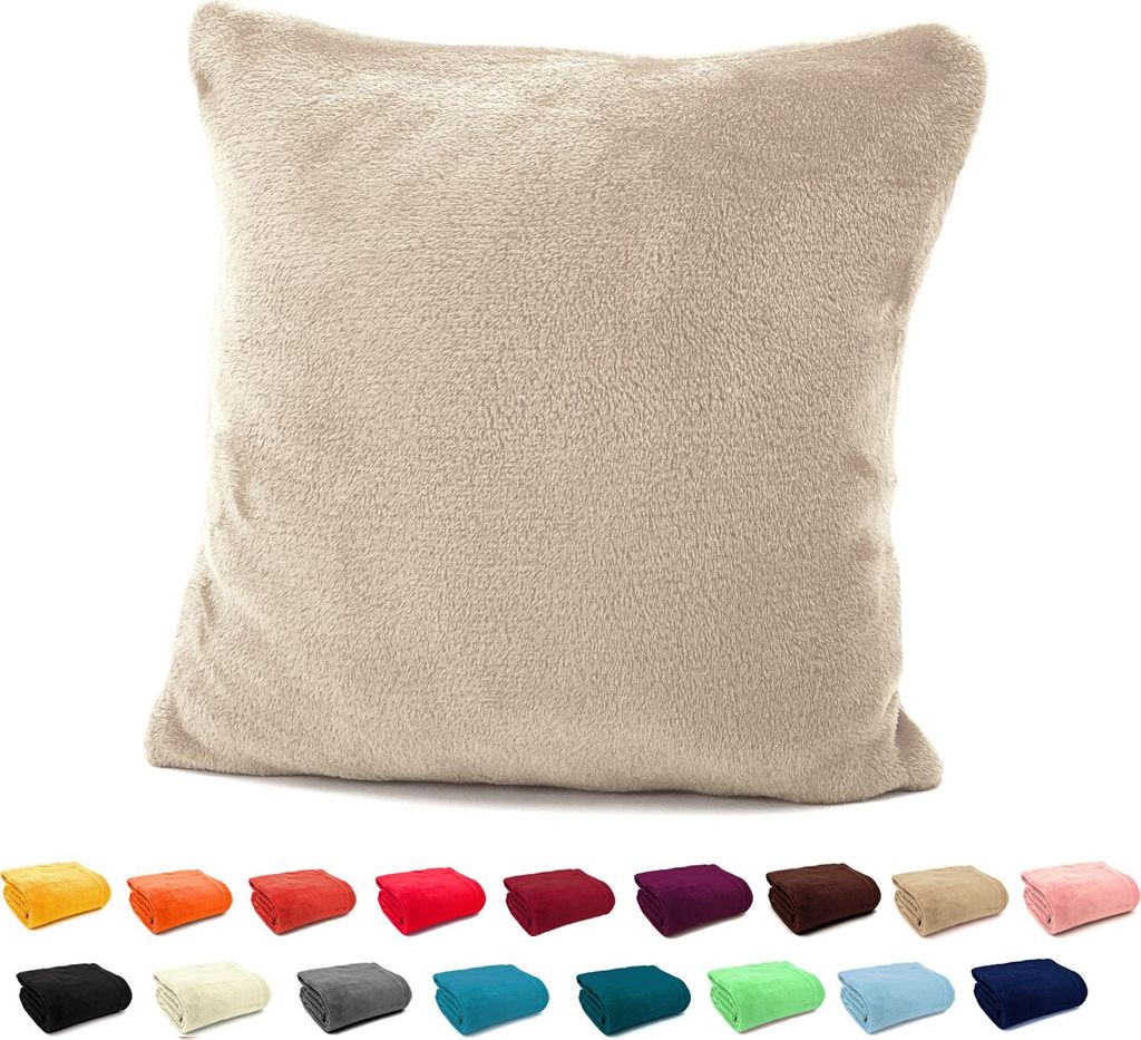 heimtexland Flanell Kuschel Kissen Super Soft Kissenhülle Typ380 Sand 40 x 40 cm