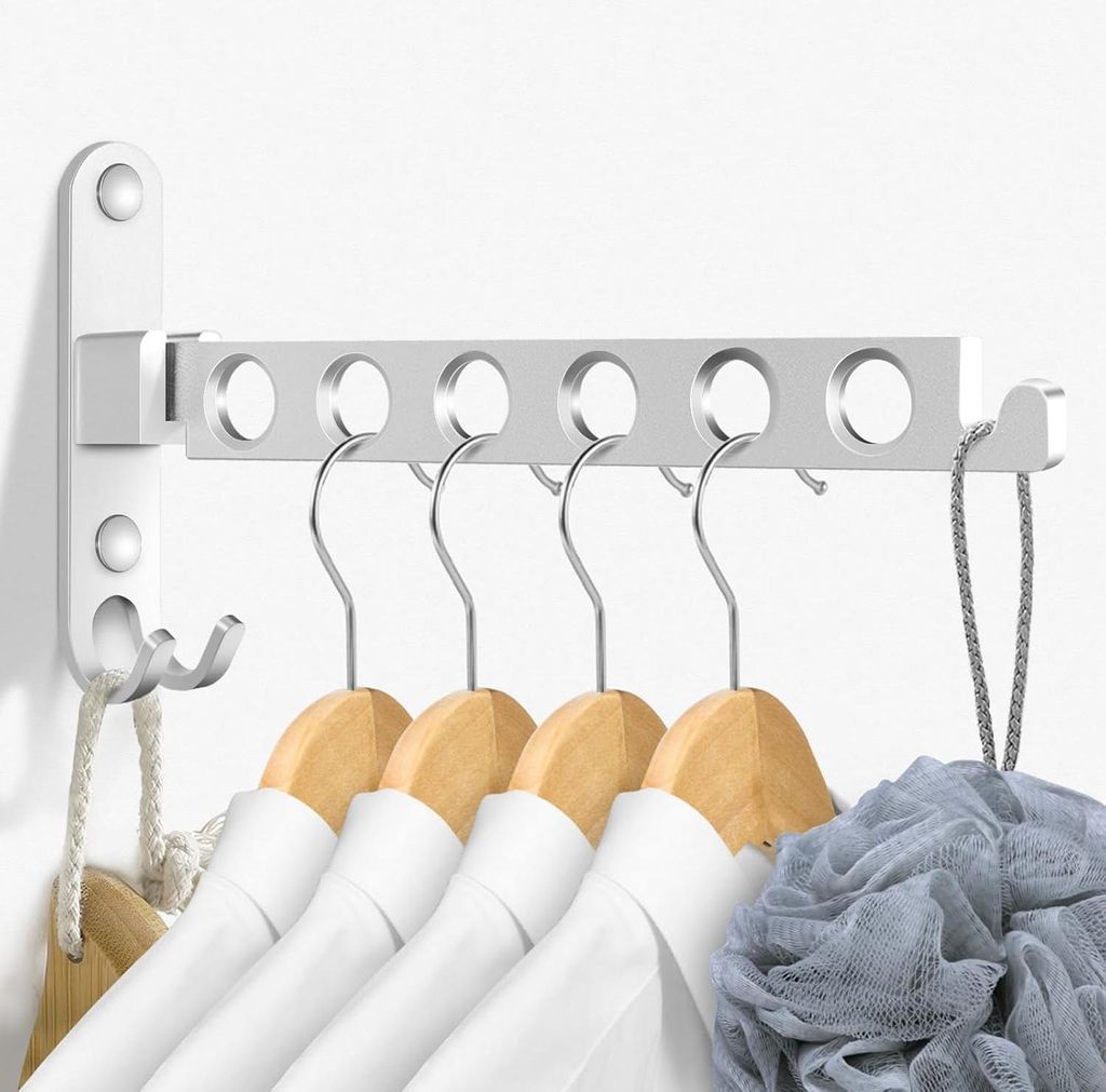 Inklappbare Kleiderhaken - praktisch für Waschküche und Balkon - Silber