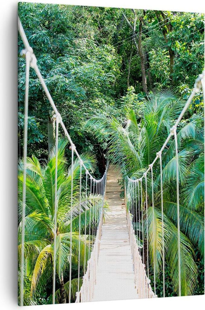 Bild auf Leinwand - Leinwandbild - Einteilig - Tropen Dschungel Brücke - 70x100cm - Wand Bild - Wanddeko - Wandbilder - Leinwanddruck - Wanddekora...