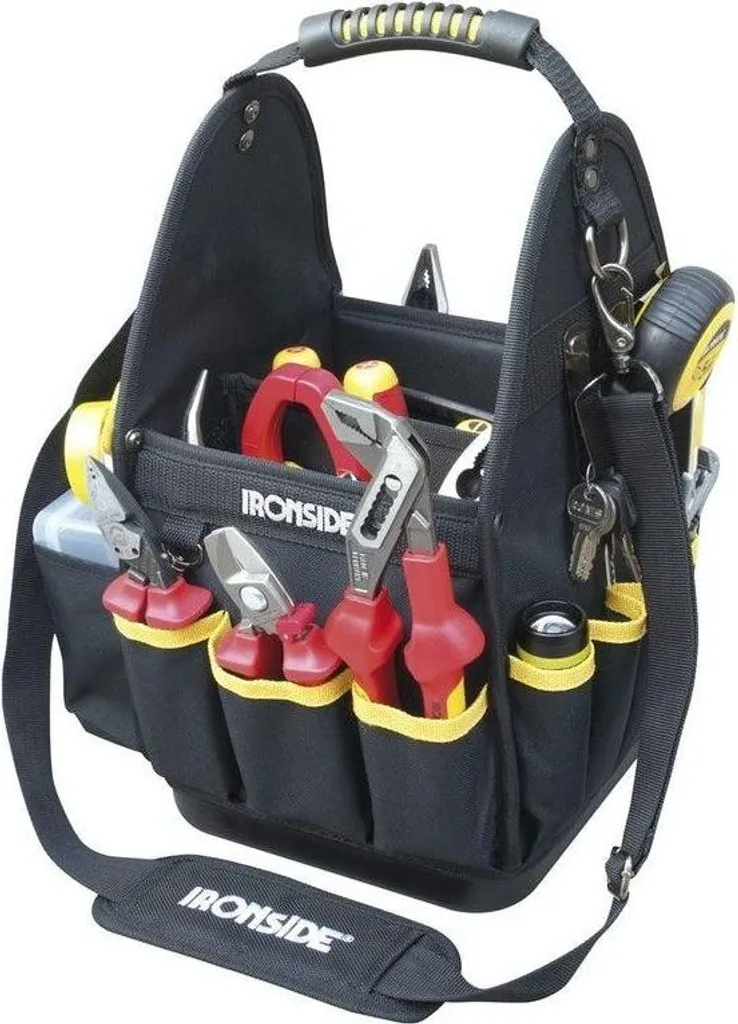 Sacoche à outils électriciens IRONSIDE 10 compartiments cuir véritable - 2