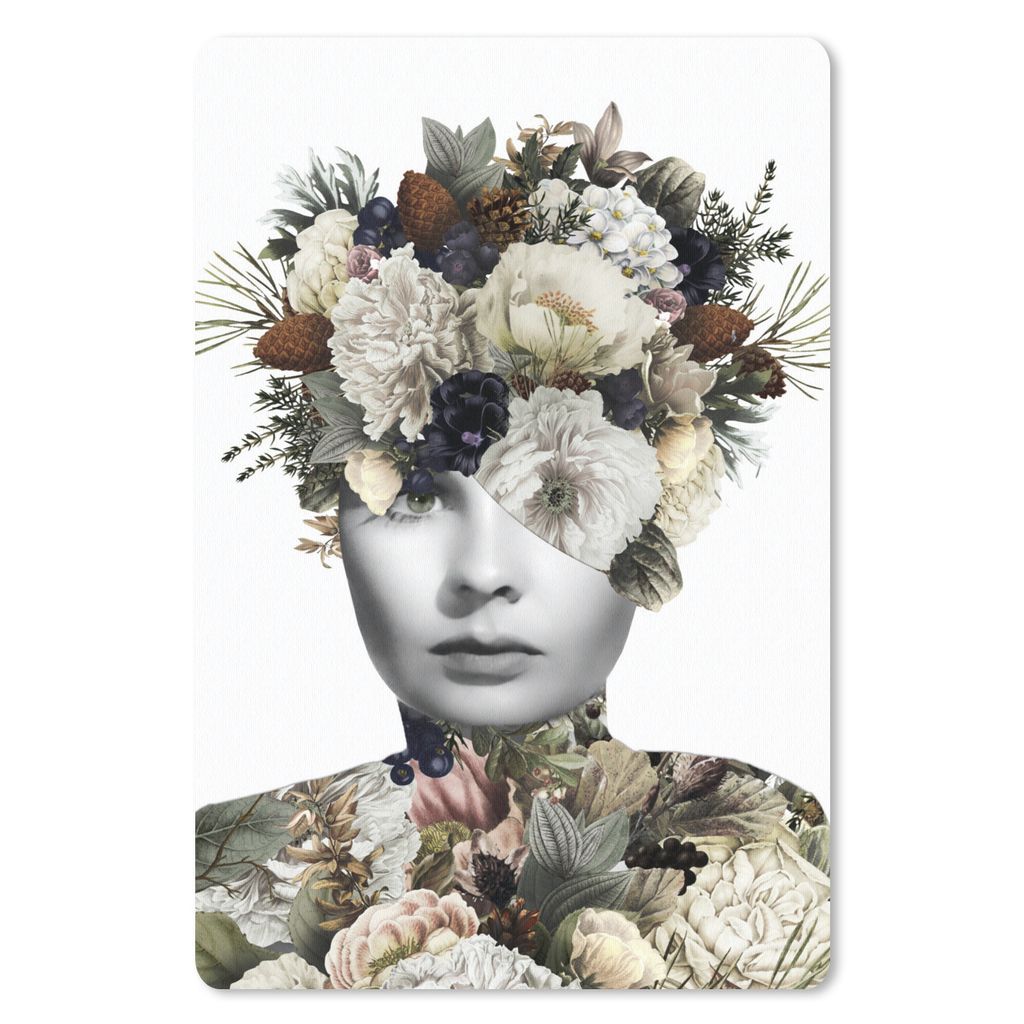 MuchoWow Mauspad Mousepad Frau - Scherben - Blumen 18x27 cm - Mousepads - Maus Mat - Pad - Mausunterlage