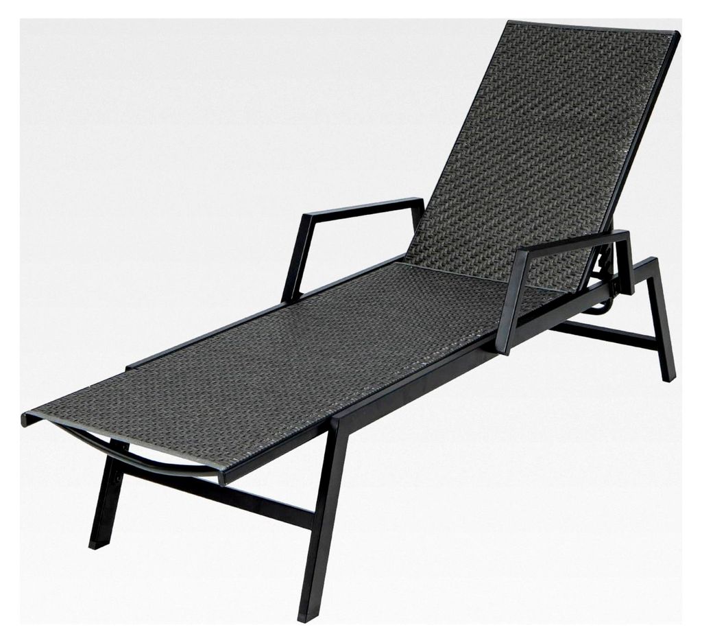 Gartenliege aus Rattan, verstellbarer Liegestuhl für den Außenbereich, Sonnenliege mit 5 Positionen, robustes Metallgestell, geeignet für Strand...