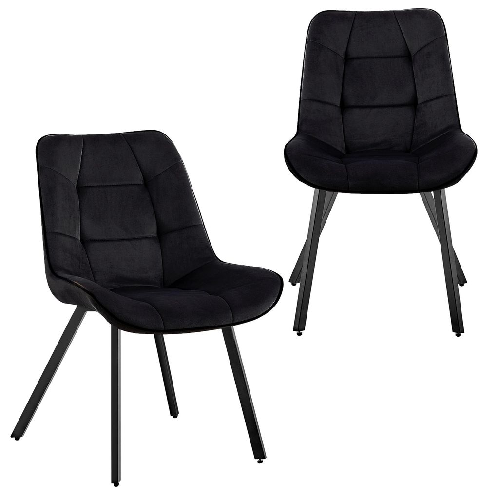 Samtstühle Stoffstühle Polsterstuhl Esszimmerstühle Küchenstühle aus Samt Metallbeine , Farbe:Schwarz;Menge:2 St.