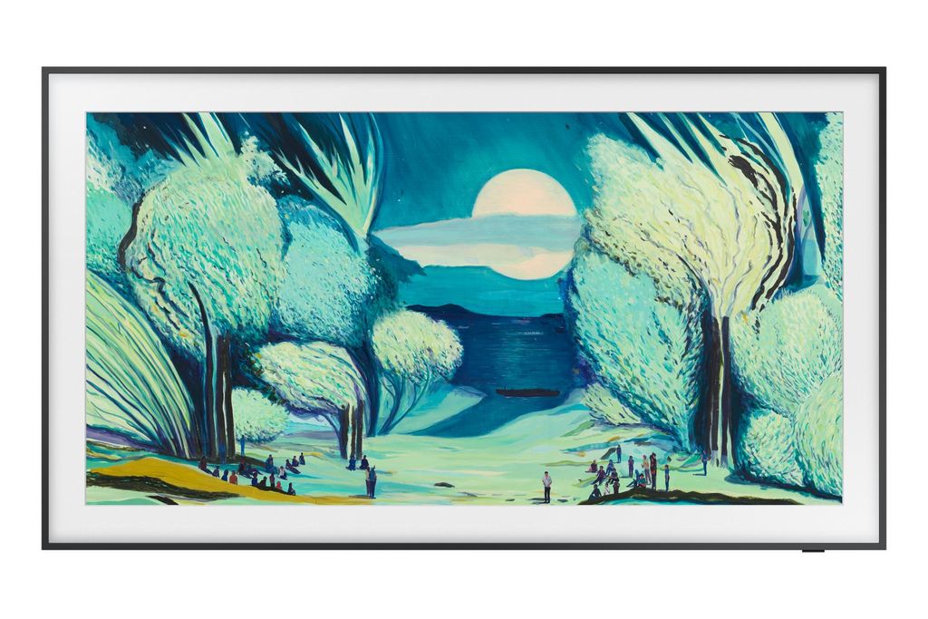 A framed digital artwork displayed on a TV screen.