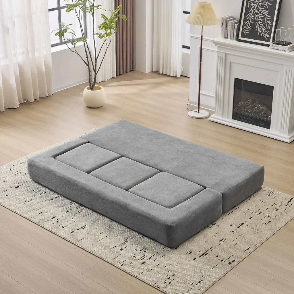 Canapé de salon modulable 201 cm gris convertible idéal petit espace - 8