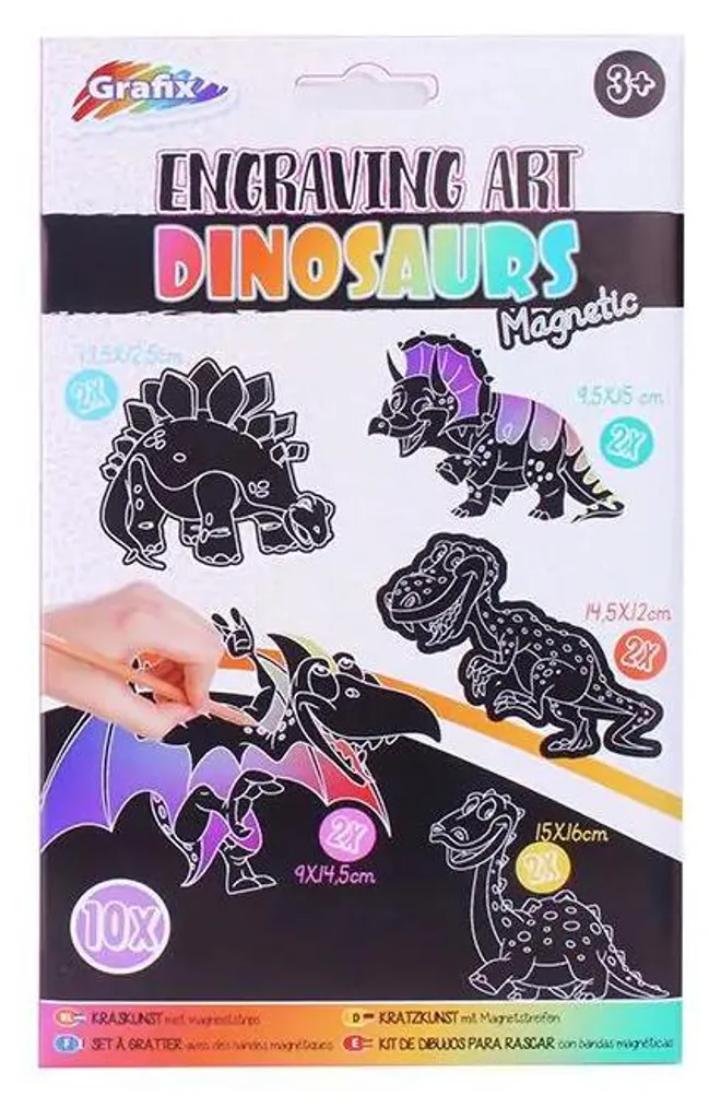 Image à gratter Dinosaures magnétique - Kit créatif enfant 20x15 cm