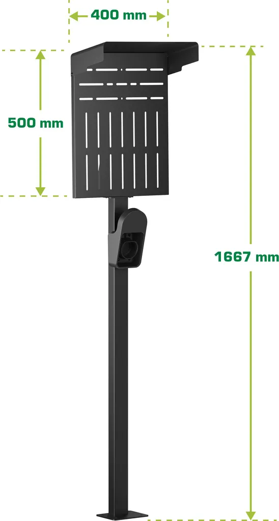 Pied Wallbox XL Noir en Acier avec Porte-Câble de Charge EV InLine - 2