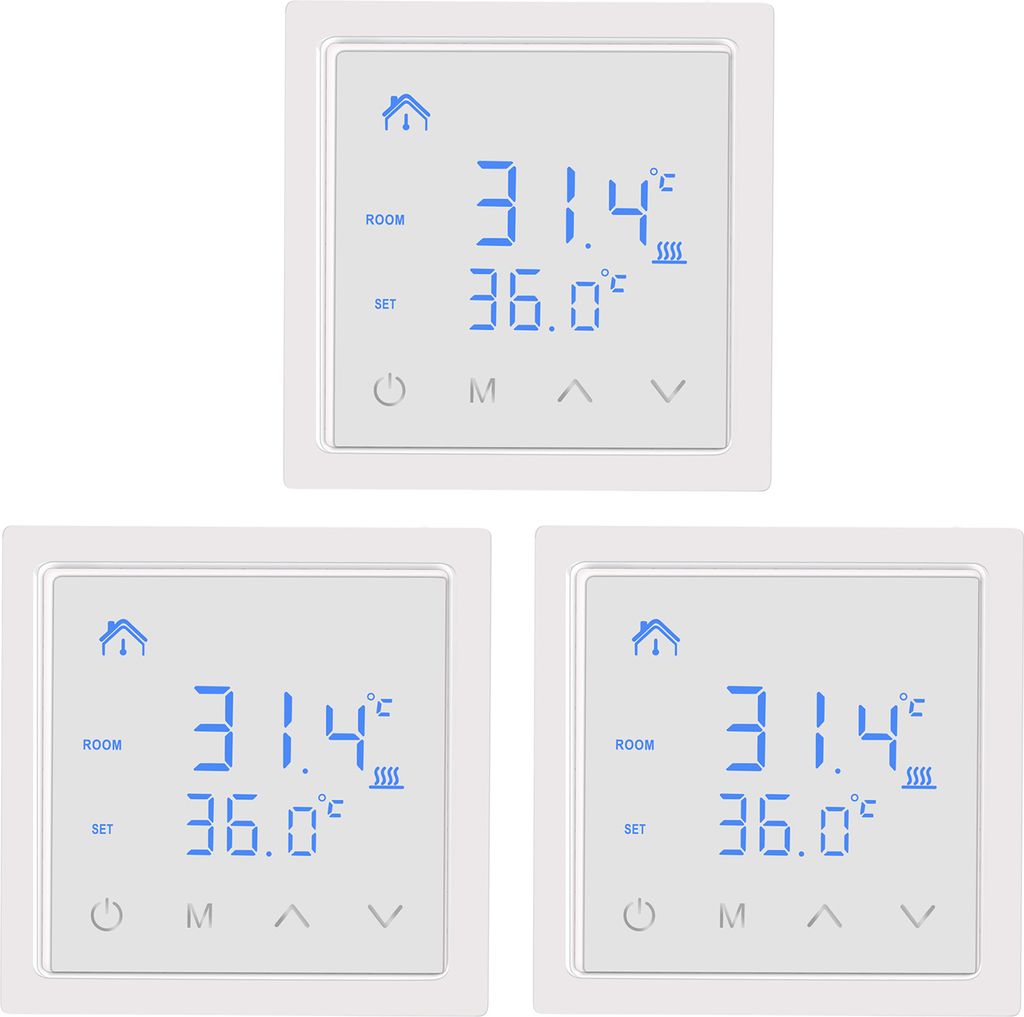 3X Smart Thermostat 16A Raumthermostat elektrische Heizungssteuerung Fußbodenheizung, mit LED-Touchscreen, für zu Hause Büros Einkaufszentren Ho...