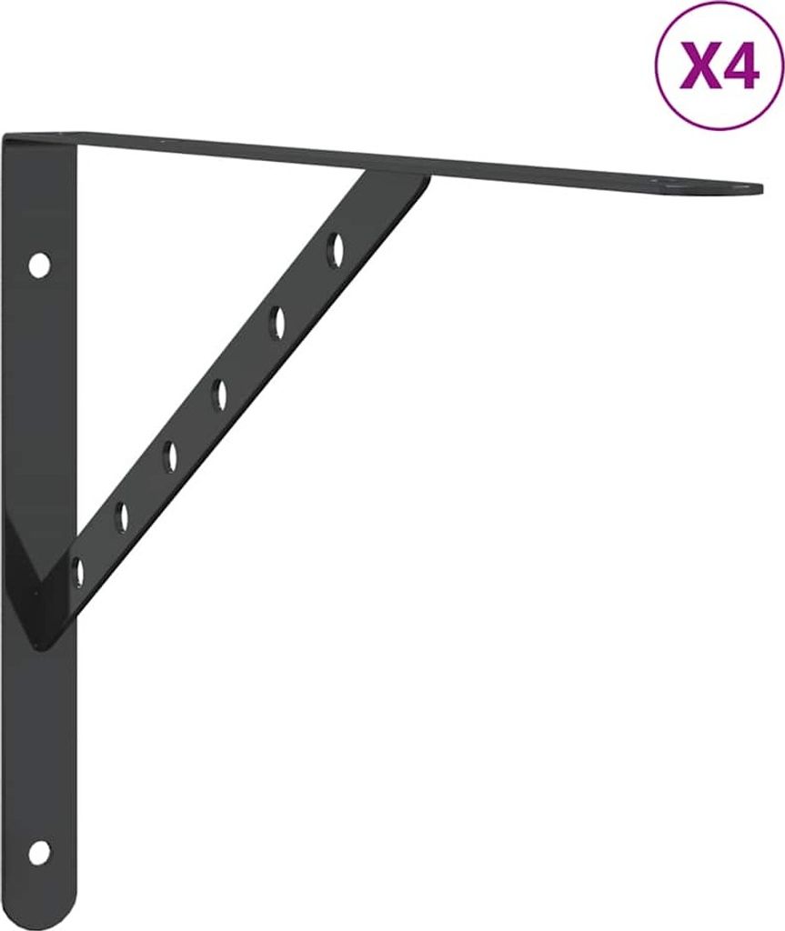 vidaXL Regalträger 4 Stk. 40x2,5x25 cm Schwarz Edelstahl