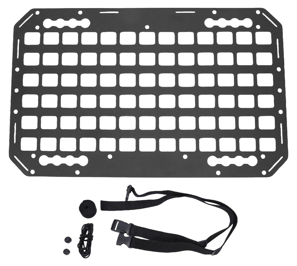 Molle-System für Autositze, 540 x 330 x 2 mm, multifunktionales, modulares Aufbewahrungssystem aus Aluminium mit Klettverschlüssen und elastische...