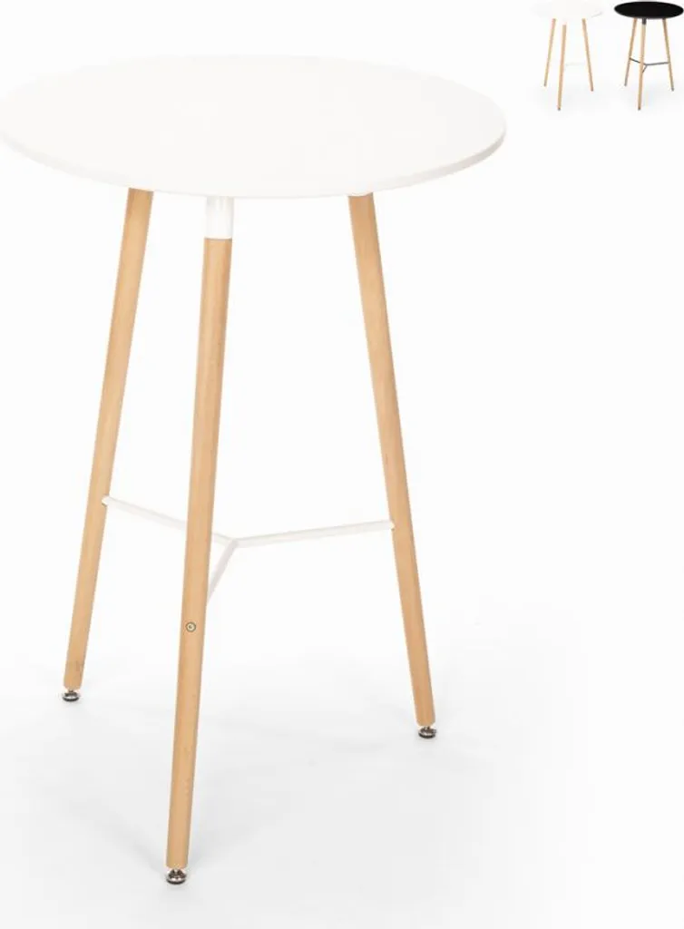Table Haute de Bar pour Petit Espace Cuisine 60x60 Ronde Bois Blanc