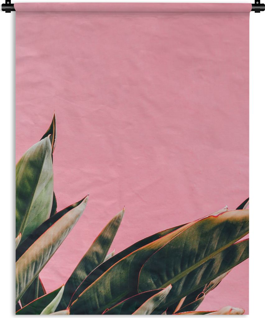 MuchoWow Wandteppich Wandbehang Pflanzen - Frauenzunge - Rosa - Tropisch 120x160 cm Tapisserie Dekoration Wandtuch - Wohnzimmer - Moderne