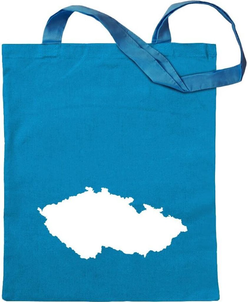 Kiwistar - Baumwolltasche - hellblau - Tschechien Umriss Kontur - Tragetasche Stoffbeutel Umhängetasche Langer Henkel