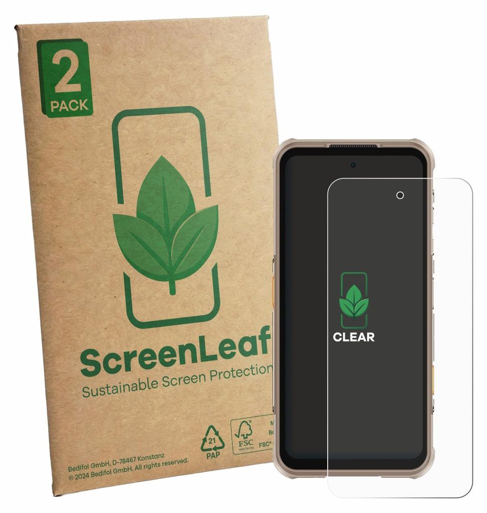 2x ScreenLeaf Schutzfolie für Ulefone RugOne Xever 8 nachhaltiger Displayschutz Display Schutz Folie Klar Transparent