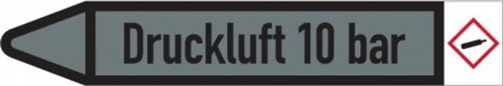 Dreifke Aufkleber I RKZ-Etikett Druckluft 10 bar, links, DIN, grau/schwarz, ...