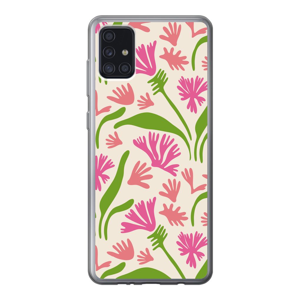MuchoWow Handyhülle Schutzhülle Hülle für Samsung Galaxy A52 5G Blume - Muster - Blatt Silikon Softcase Handy Hülle - Umschlag