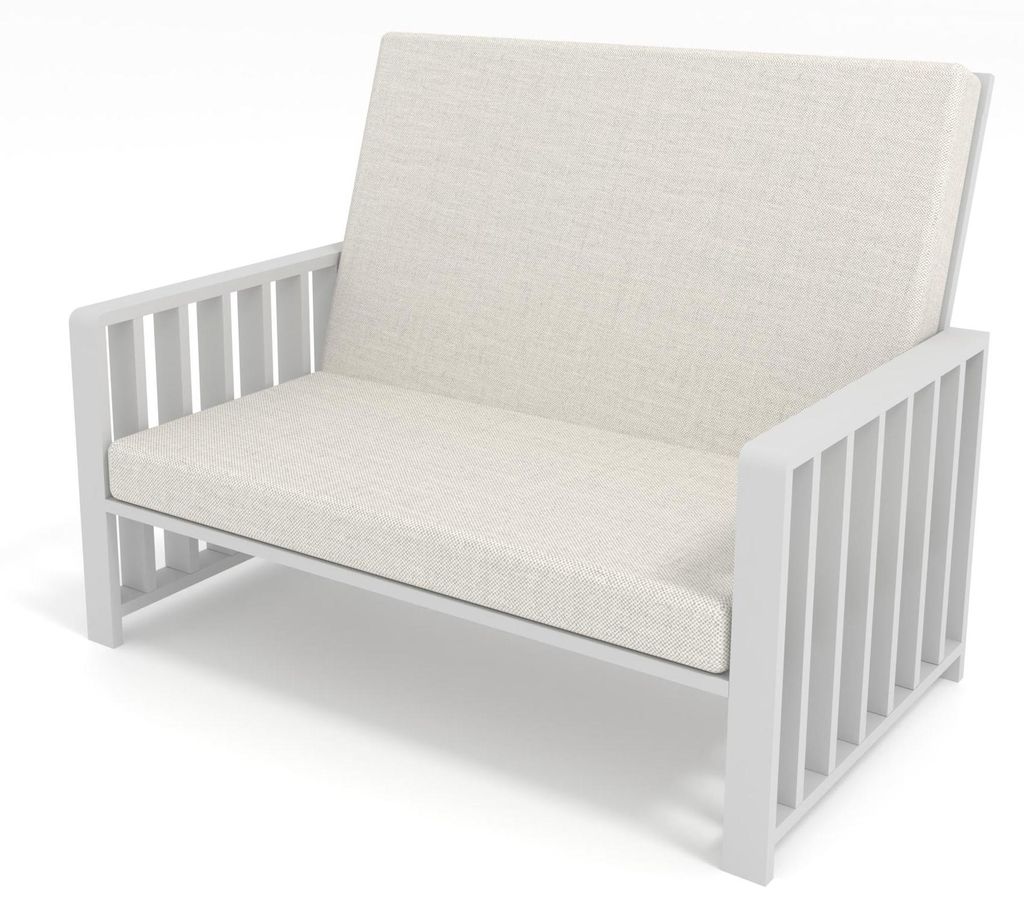 Möbae Solena Gartensofa Weiß 80x132x92 cm mit beigen Kissen aus Kiefernholz Holzsofa für Terrasse Balkon Garten moderne Gartenmöbel wetterfest ...