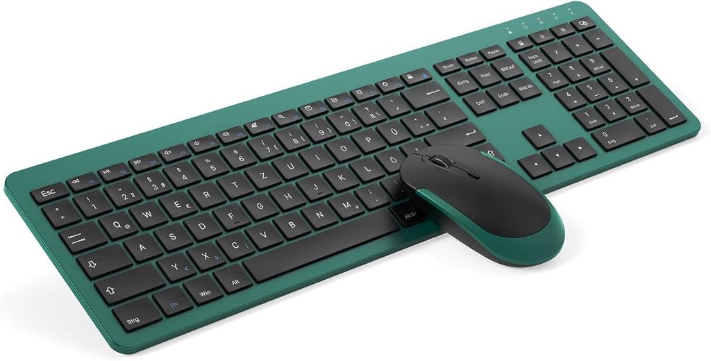 Funktastatur mit Maus,Wiederaufladbare Ultra-Dünne Tastatur Maus Set,Ergonomische Tastatur Kabellos mit Silikon Staubschutz für PC/Laptop/Smart T...