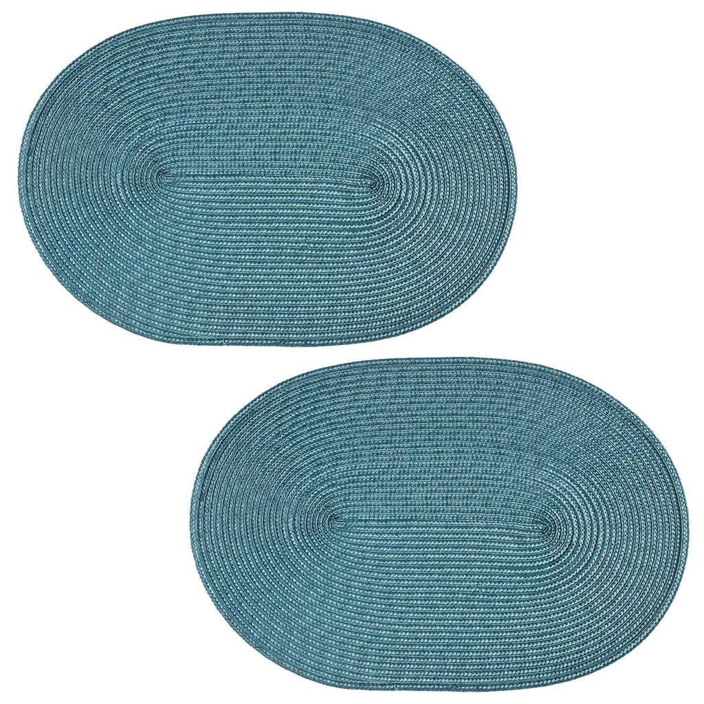 Platzset 2er Set Petrol oval ca. 45x30 cm Platzdeckchen Produktbild 