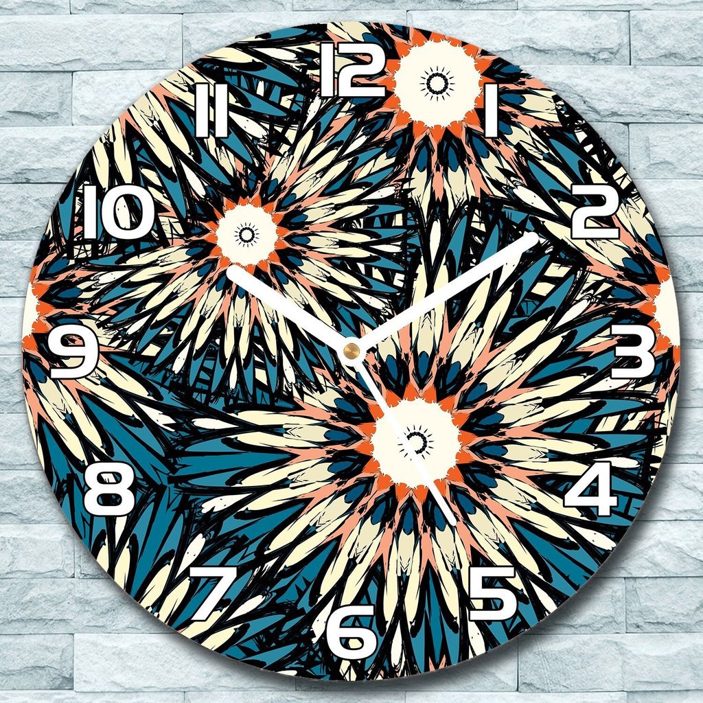 Wanduhr aus Glas Rund fi 30 Mandala Vintage Quarz Deko Schlafzimmer Büro