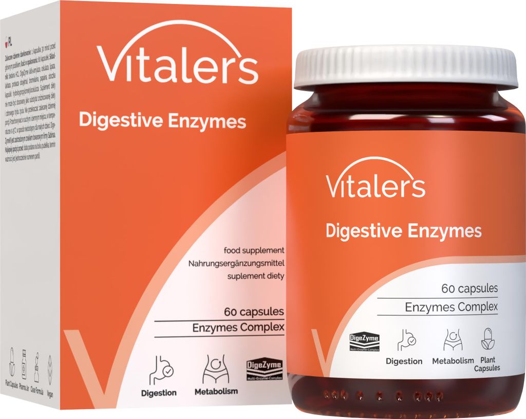 Vitaler's Verdauungsenzyme - 60 Kapseln, Vegan, 2 Monate Nahrungsergänzung, ohne Konservierungsstoffe, reine Zusammensetzung