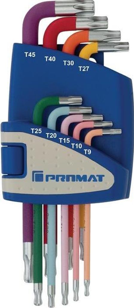 Winkelschraubendrehersatz 9tlg.T9-T45 farbcodiert Ku.-Halter PROMAT