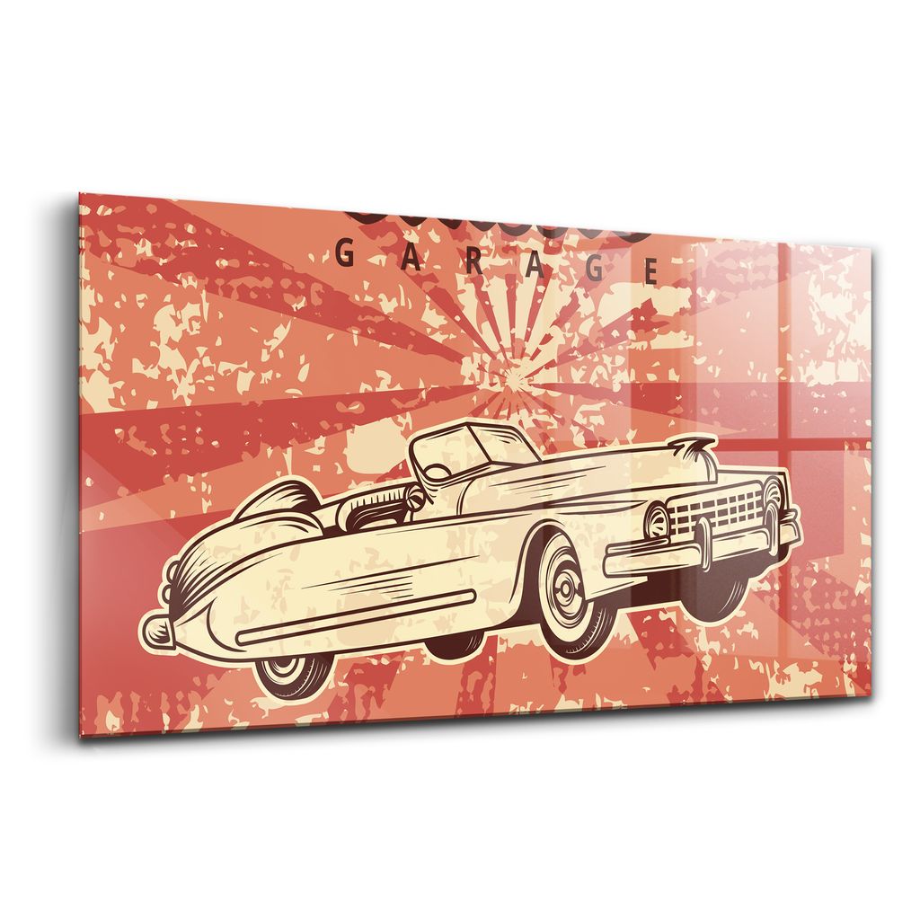 Glasmalerei - dekorative Malerei - moderne Malerei - 100x50 - Grunge Vintage Retro Auto