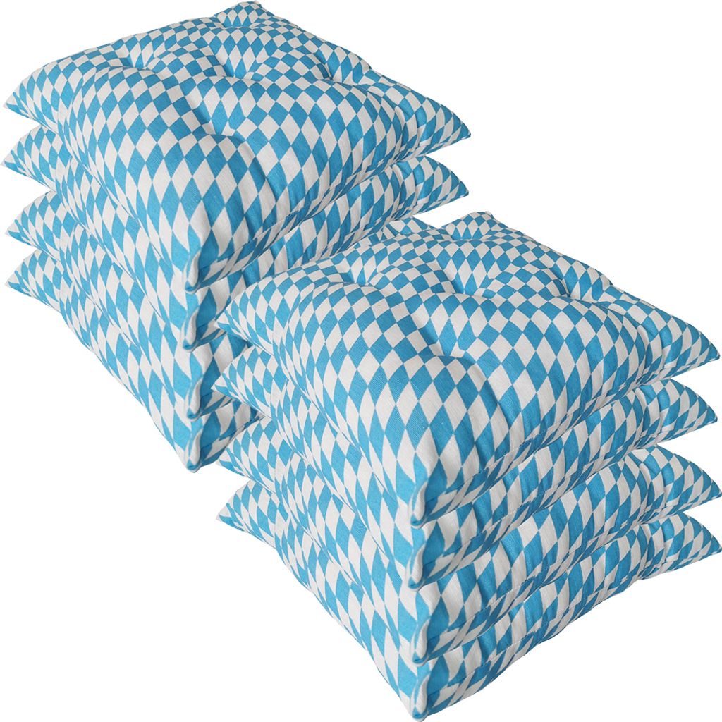 Stuhlkissen 38x38 cm ComfySeat - Sitzkissen mit 6 cm Comfort Sitzpolster - Indoor & Outdoor, Farbe:Bayrische Raute, Set:8er Set