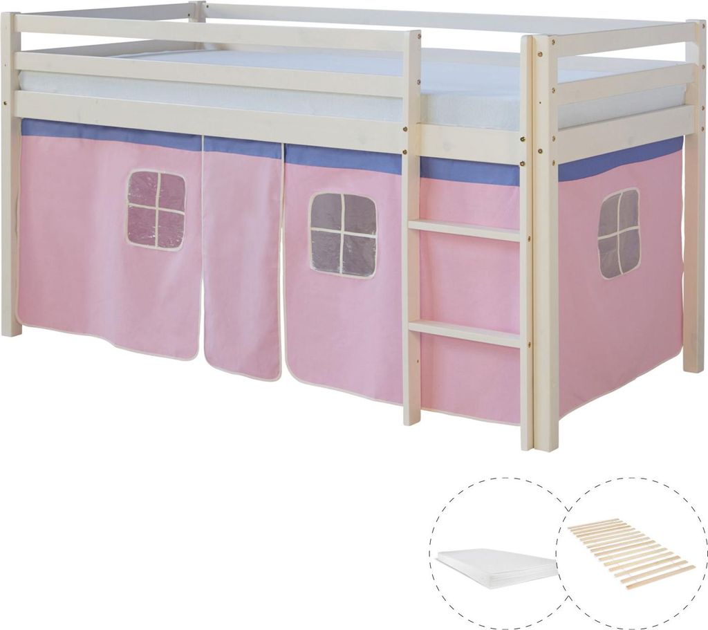 Lits superposé 90x200 cm avec Matelas Lit mezzanine en Bois Image du produit 